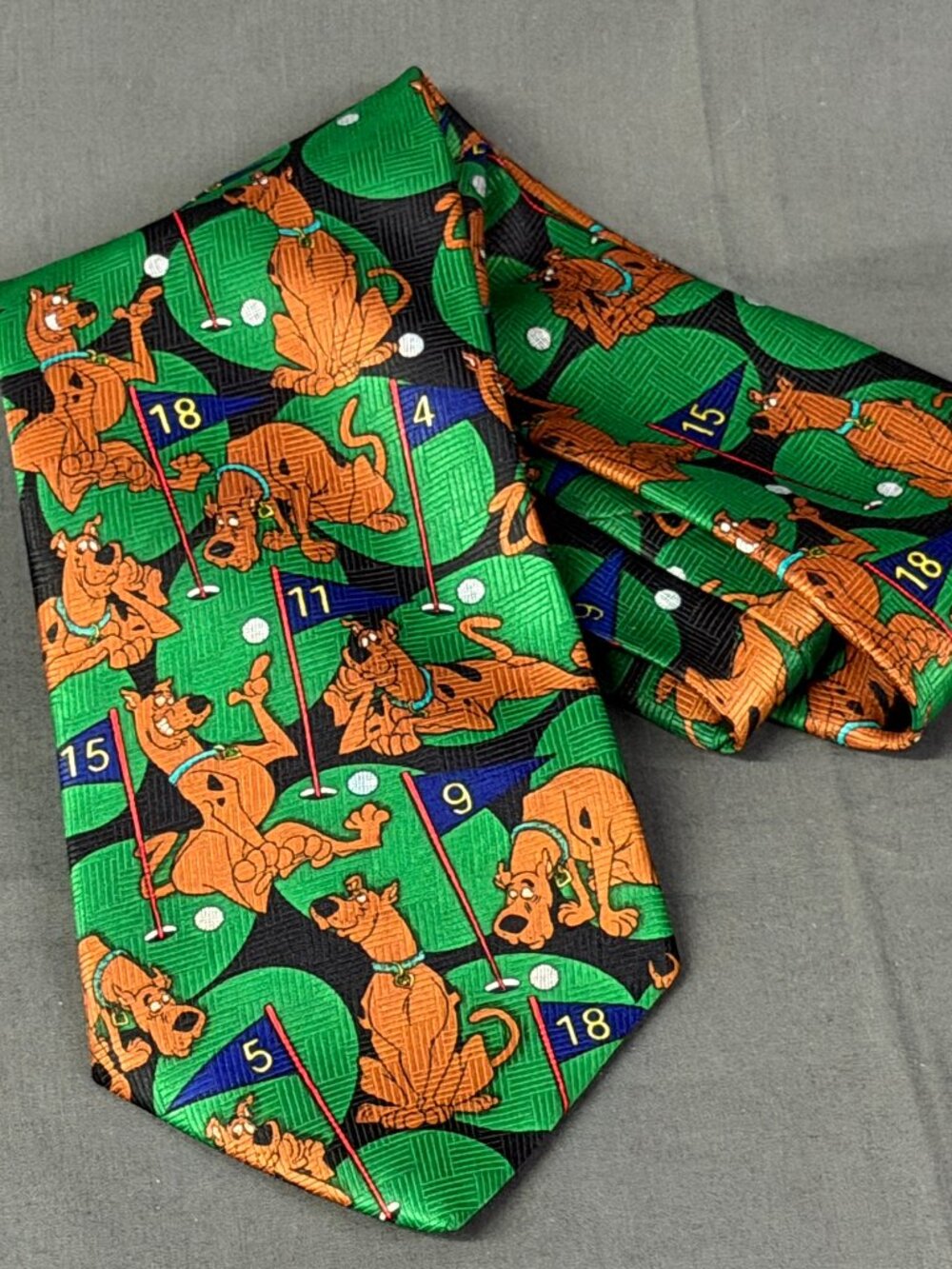 Vintage‎ 1999 Scooby-Doo Golf Necktie Green Cartoon Network Novelty Tie